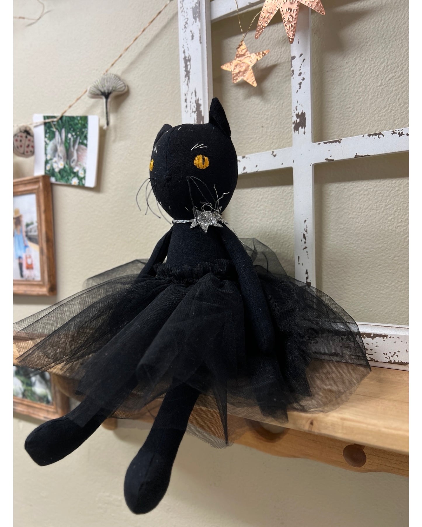 Black Cat & Bunny Doll in Tulle Tutus