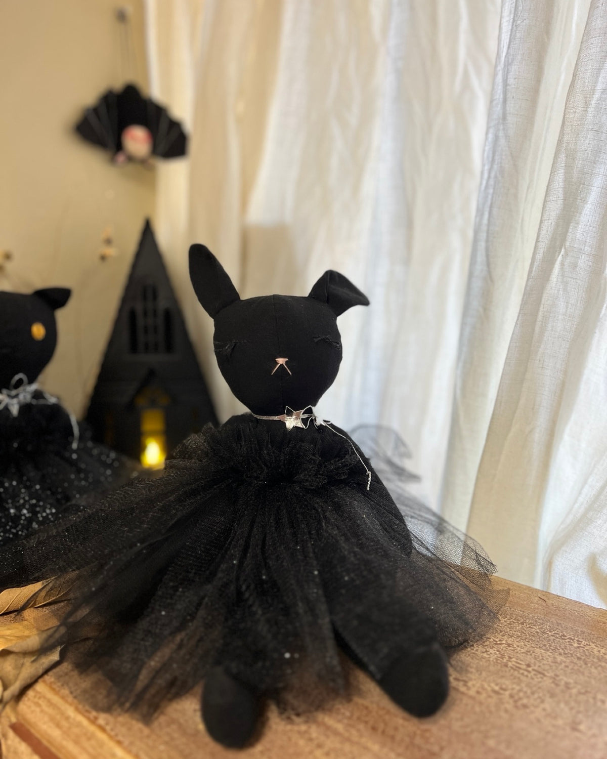 Black Cat & Bunny Doll in Tulle Tutus