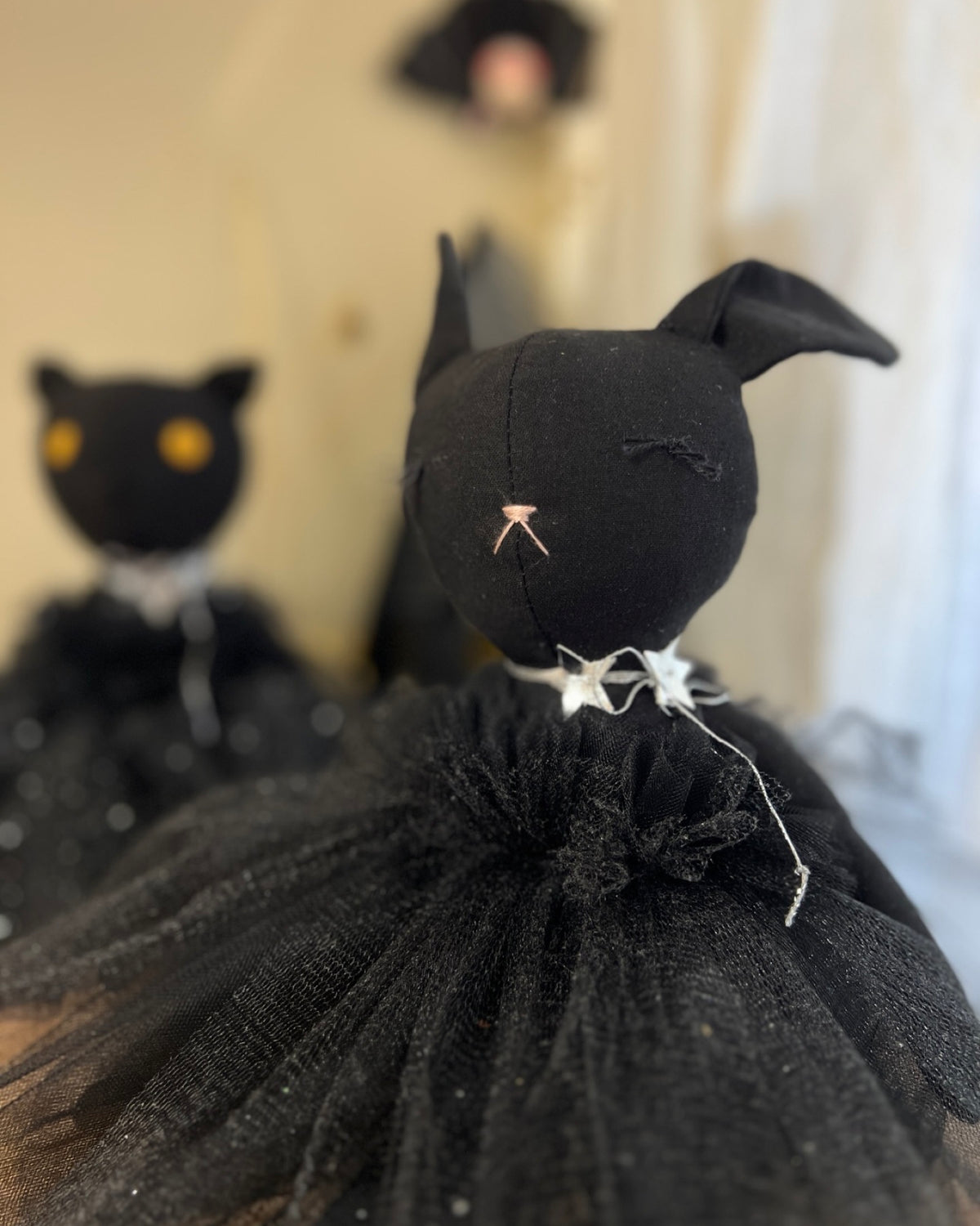 Black Cat & Bunny Doll in Tulle Tutus