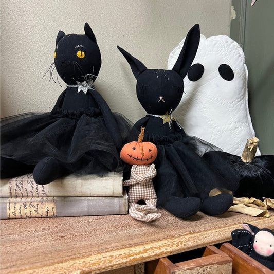 Black Cat & Bunny Doll in Tulle Tutus