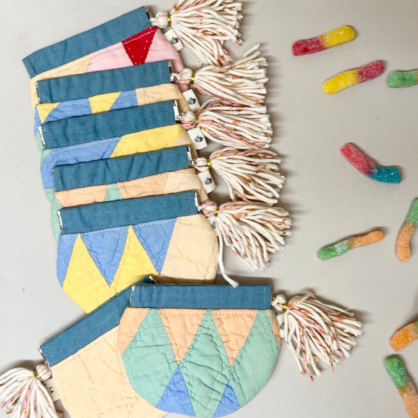 Vintage Quilt Pouch with Tassel